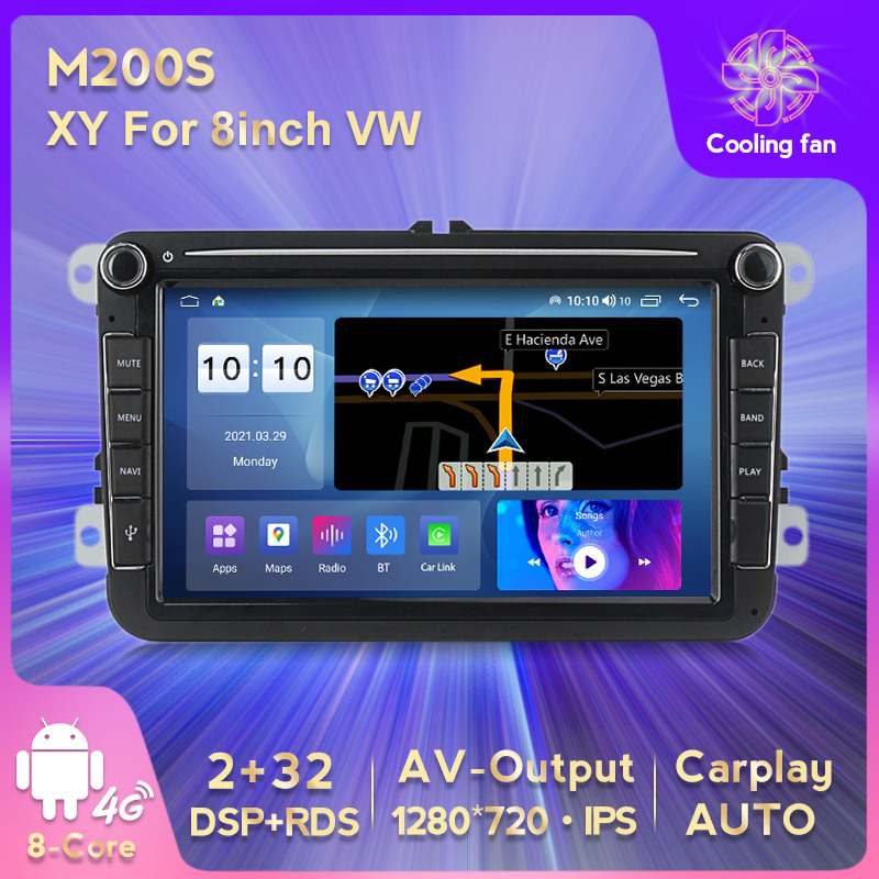 MEKEDE M200s  Android10 8 Core 2+32g ips screen 8inch Car Audio DVD Player For VW/POLO/PASSAT B6/Golf car BT wifi carplay 4g