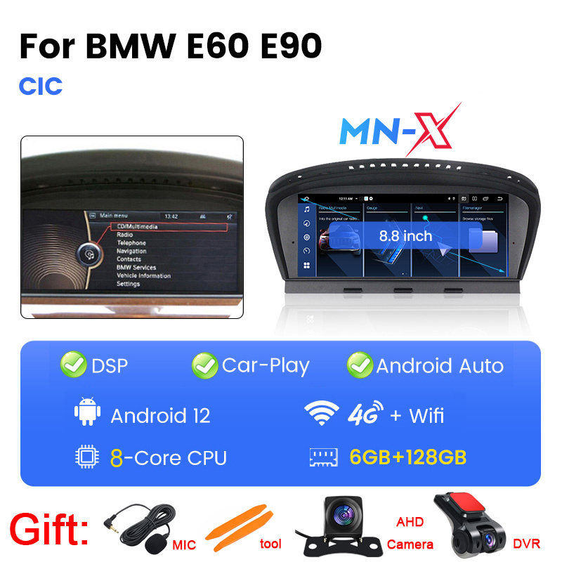 MEKEDE 8.8 inch android 12 Car auto Radio for BMW E60 E61 E62 E90 E92 CCC CIC double din car stereo with bt dsp GPS obd