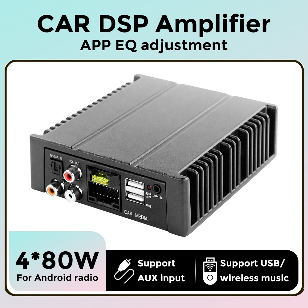 Mekede Car Stereo Audio 4x80W High Power Sound upgrade HIFI Android DSP Amplifier For Android Radio Super Bass Subwoofer