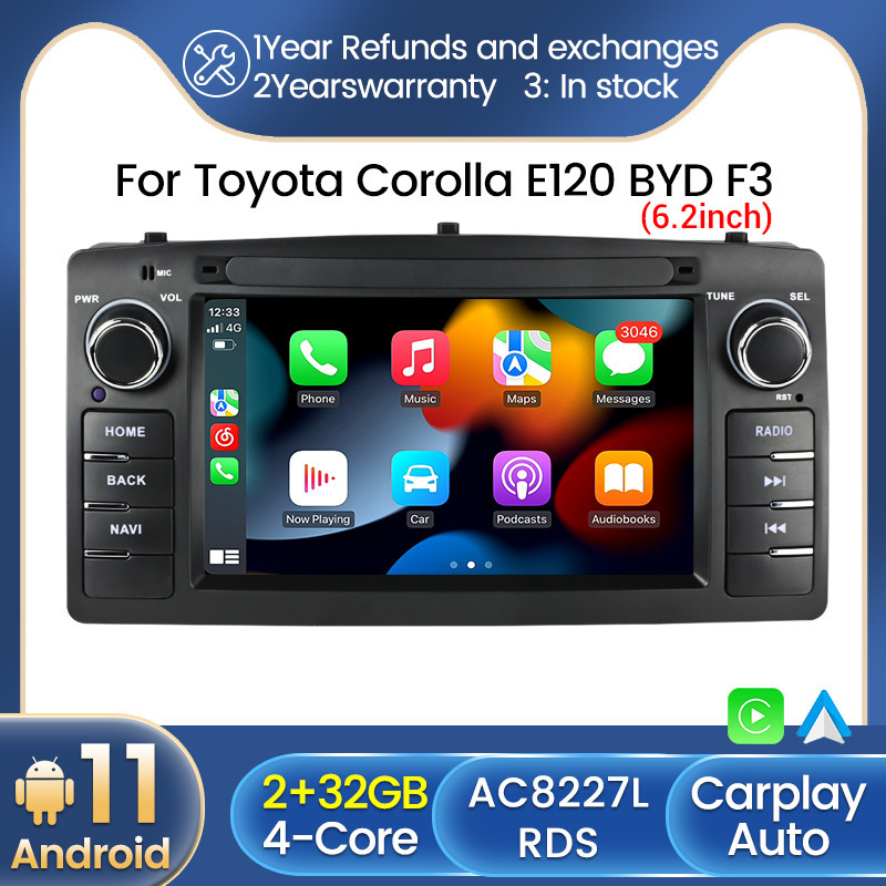 MEKEDE Android auto radio For Toyota Corolla E120 BYD F3 2din car radio audio system for car gps navigation wifi FM RDS