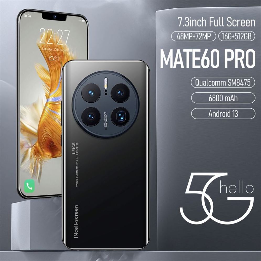 Wifi 3G 4G 5G mate60 PRO MAX 6.8 inch Android 12.0 Smart Phone Face/Fingerprint Unlocked Smart Phone for Sale