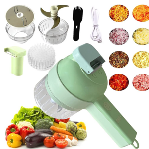 Portable 4 in 1 Electric Vegetable Slicer Set Wireless Food Processor Handheld Electric Vegetable Cutter Set Garlic Chopper