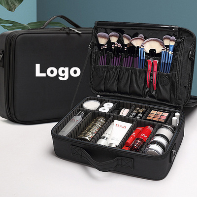 Portable Makeup Bag 3 Layer Giant Travel Large Cosmetics Organizer Bag Case Adjustable Dividers Train Case Make Up Bags