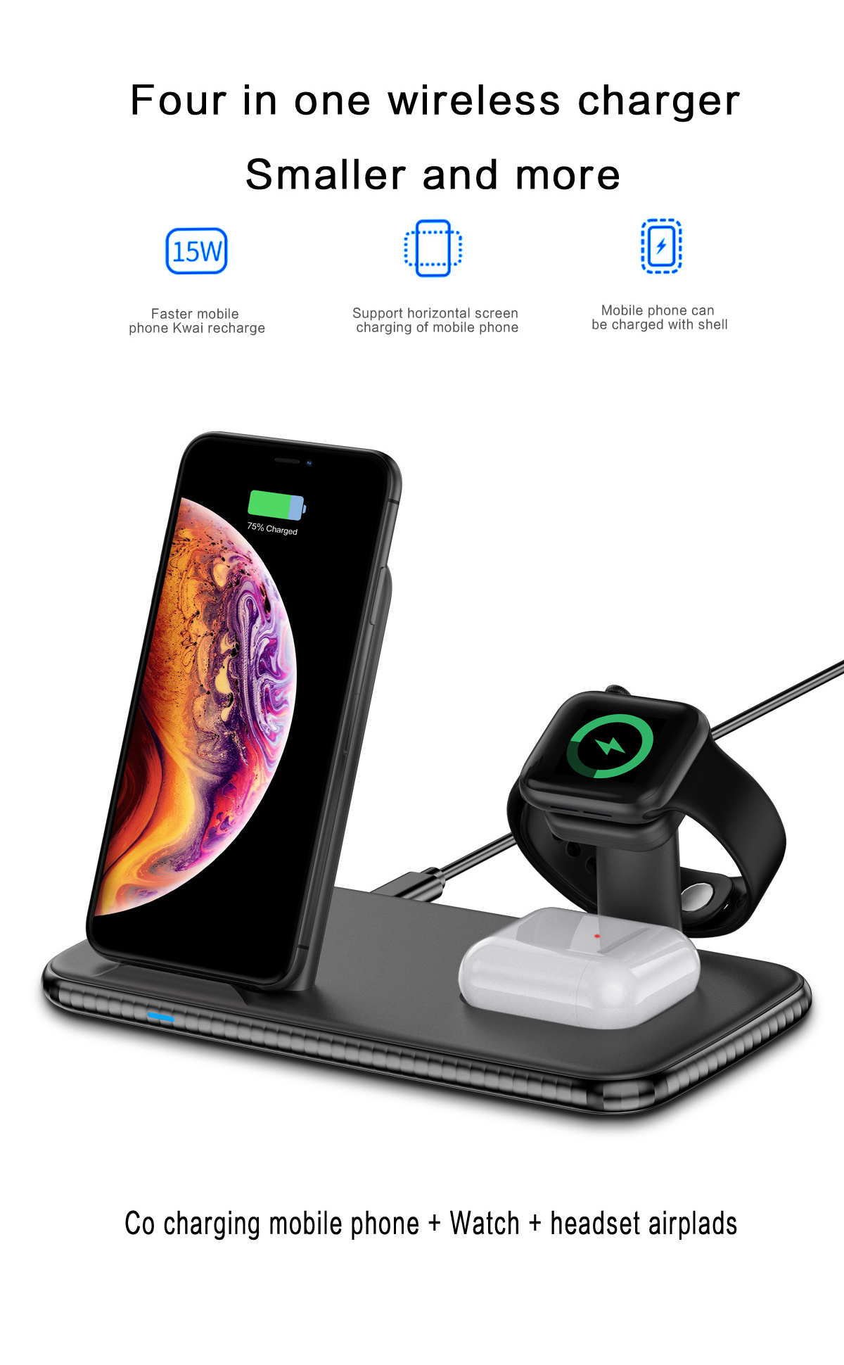 Sell V5 QI Fast charging Dual 2 coils 15W Wireless Mobile Phone Quick Charger Holder Station Stand for iPhone