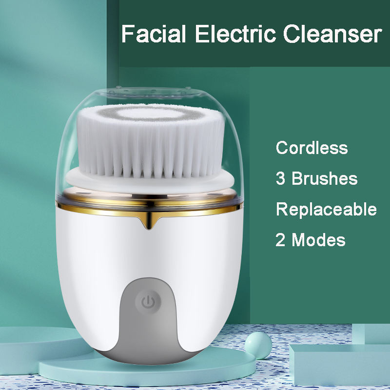 OEM Rechargeable Exfoliating Face Scrubber Spin Brush Waterproof 3 in 1 Rotating Electric Facial Cleanser Brush