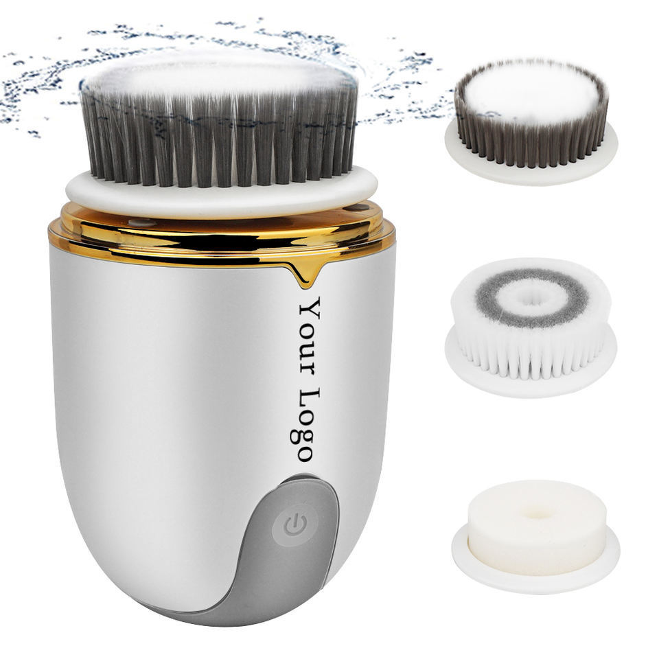 OEM Rechargeable Exfoliating Face Scrubber Spin Brush Waterproof 3 in 1 Rotating Electric Facial Cleanser Brush