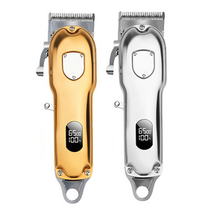 Gold Aluminum Professional Hair Clippers Electric Cordless LCD Hair Trimmer Gold Silver Hair Cutting Machine