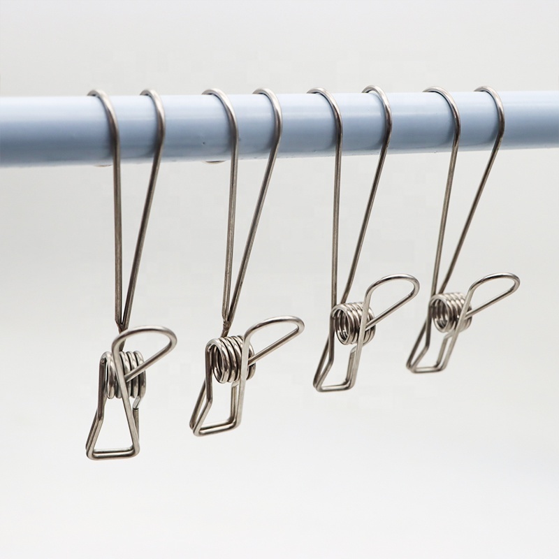 Manufacturer Wholesale Long Tail Clip Hanging Clips Clamps Stainless Steel hook clips Hooked Clothes Pegs