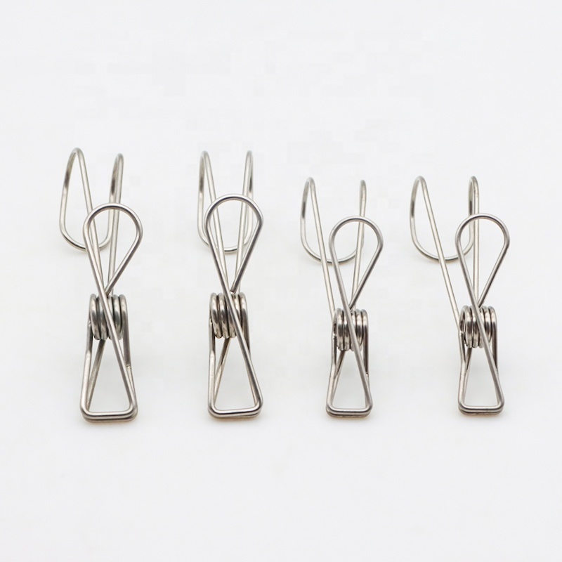 Manufacturer Wholesale Long Tail Clip Hanging Clips Clamps Stainless Steel hook clips Hooked Clothes Pegs