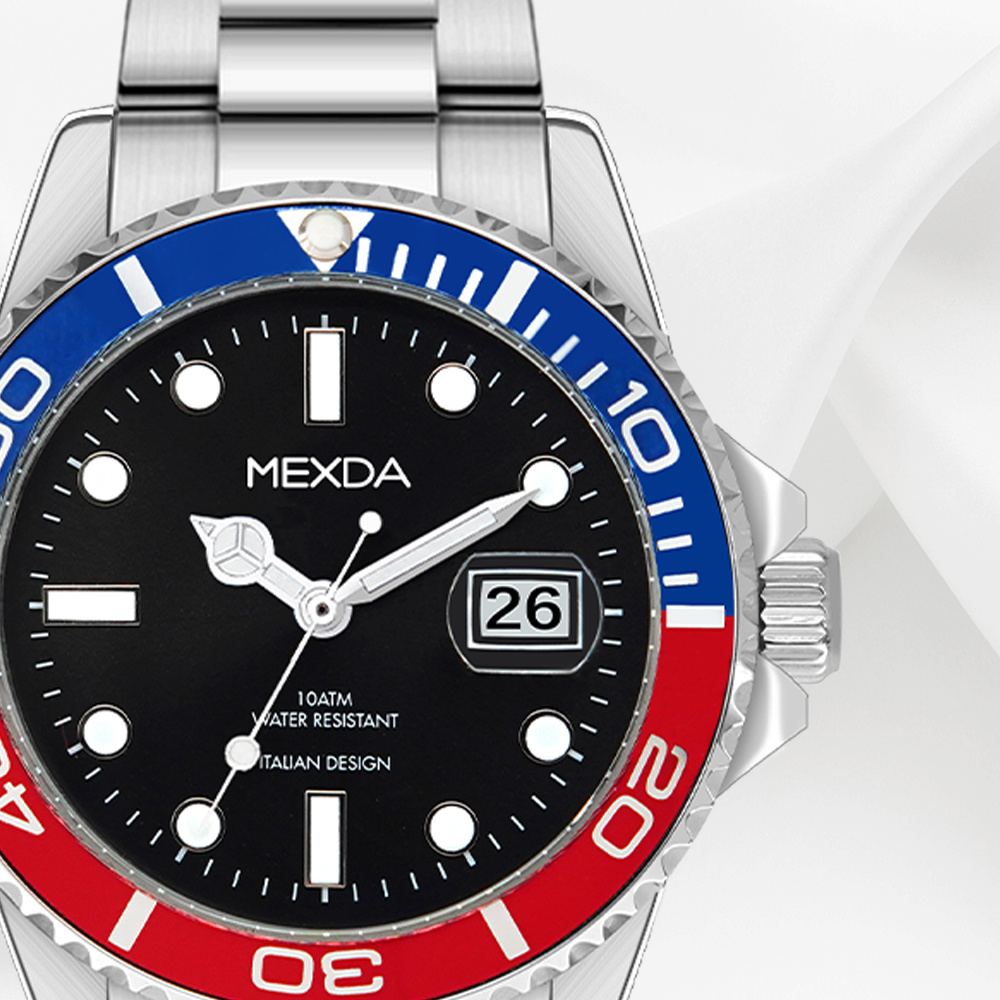 Diver Watch Classic GMT Time Zone Double Time Watch OEM Private Label Sapphire Crystal Ceramic Glass Men Stainless Steel Round