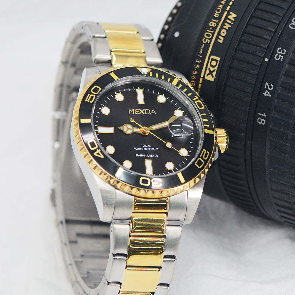 Mexda Custom Logo Factory Price High Quality All Stainless Steel Sapphire Crystal Glass Rotating Bezel Men's Diver Watch