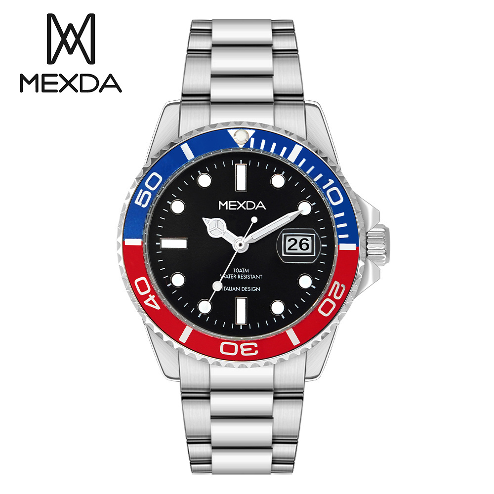 Diver Watch Classic GMT Time Zone Double Time Watch OEM Private Label Sapphire Crystal Ceramic Glass Men Stainless Steel Round