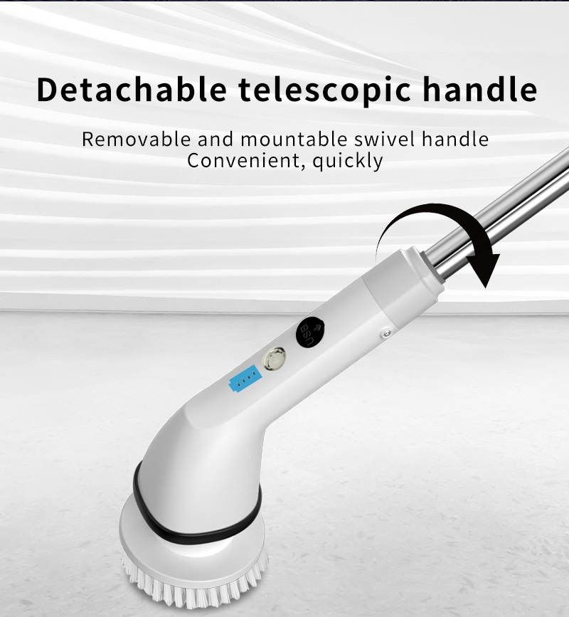 Electric shower scrubber with long handle for cleaning electric spin scrubber adjustable extension power scrubber Multifunction