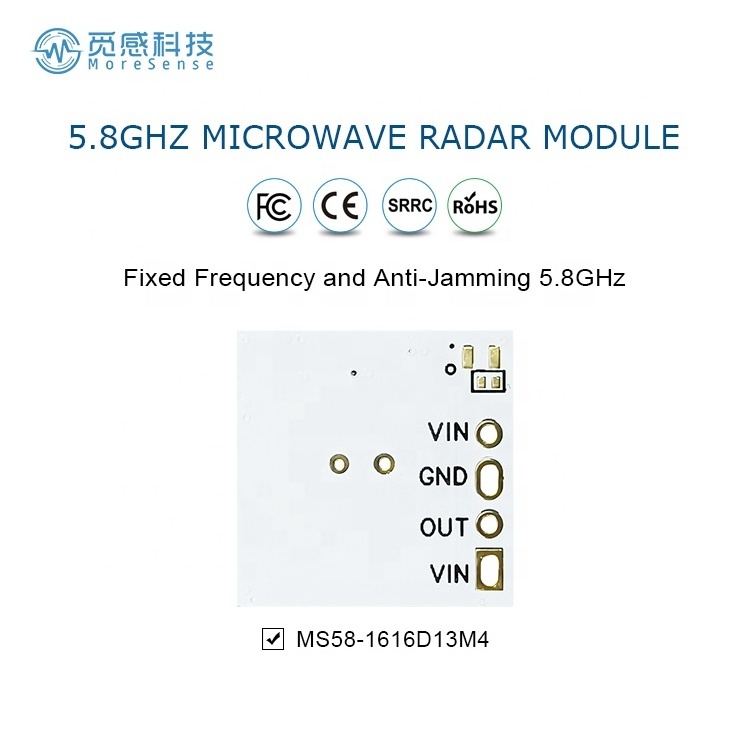 MS58-1616D13M4 Movement Detector 13mA 85uA 29uA 5.8GHZ Radar Module Battery Application Smart Lock Used Microwave Motion Sensor