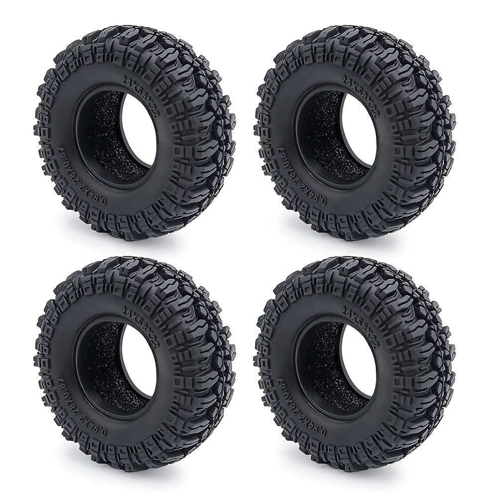 4pcs/Set 24*58*22mm Rubber Terrain Wheel Tires for 1/18 1/24 RC Micro Crawler Car SCX24 TRX4M AX24 Upgrade Parts Accessories