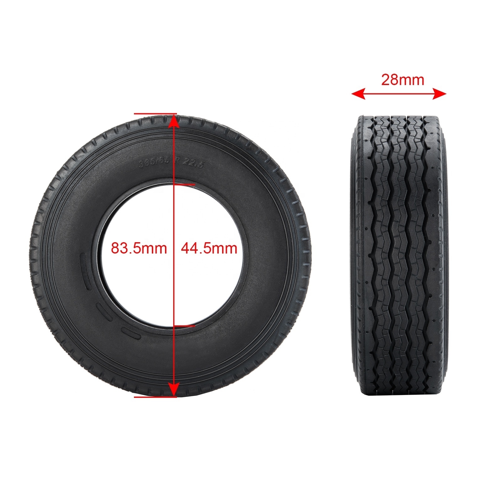 30mm Width Black Rubber Tyres Tires for Tamiya 1/14 RC Trailer Tractor Truck Front RC Tyres  Rubber rc car accessories