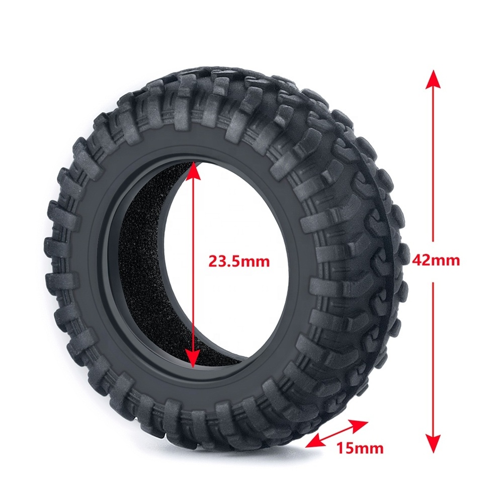 4PCS Soft Rubber Wheel Tires 42x15mm Tyres for 1/18 Kyosho MINI-Z 4x4 Jimny RC Crawler Car Upgrade Parts