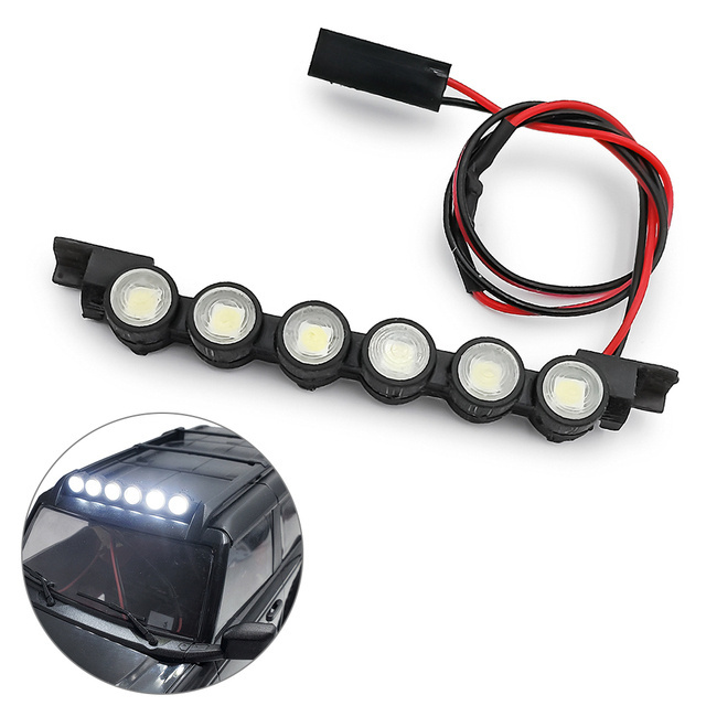 Simulation  6 LED Lights Bar Plastic Roof Lights for 1/18 RC Crawler TRX4M Bronco RC Car Accessories