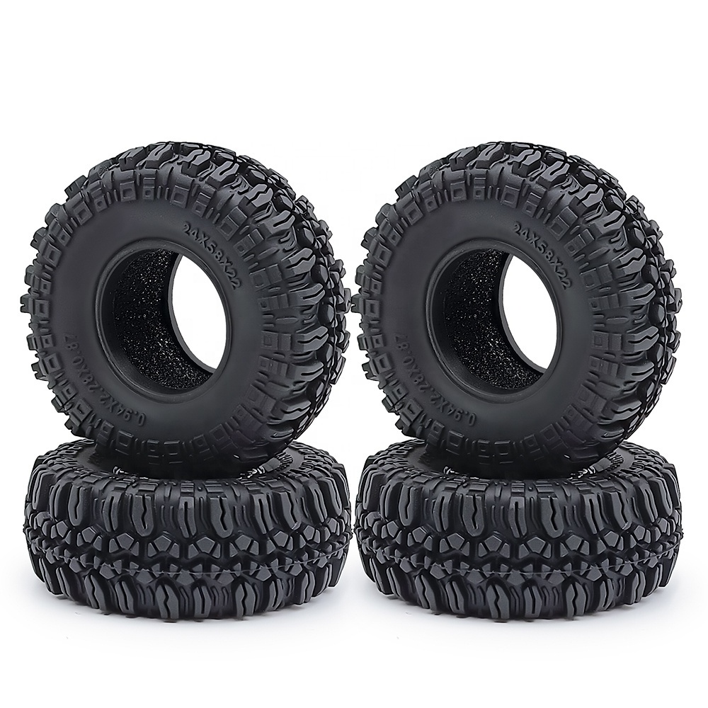 4pcs/Set 24*58*22mm Rubber Terrain Wheel Tires for 1/18 1/24 RC Micro Crawler Car SCX24 TRX4M AX24 Upgrade Parts Accessories