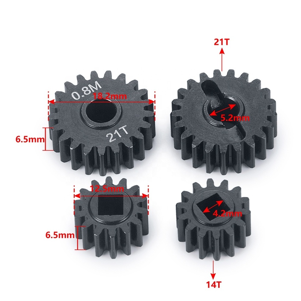 New 1/10 RC Crawler Car SCX10 III Capra AXI3000 AXI3004 Upgraded Overdrive Portal Gear Set 0.8M 14T/21T Standard Gears 12T/23T