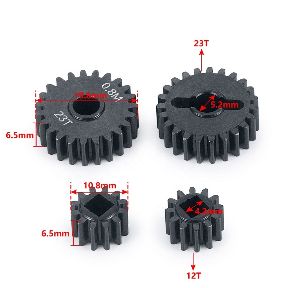 New 1/10 RC Crawler Car SCX10 III Capra AXI3000 AXI3004 Upgraded Overdrive Portal Gear Set 0.8M 14T/21T Standard Gears 12T/23T