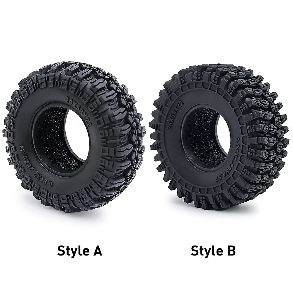 4pcs/Set 24*58*22mm Rubber Terrain Wheel Tires for 1/18 1/24 RC Micro Crawler Car SCX24 TRX4M AX24 Upgrade Parts Accessories