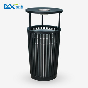 Professional Custom 50L Outdoor Street Trash Bin Galvanized Steel Trash Can Waste Bins With Top Ashtray