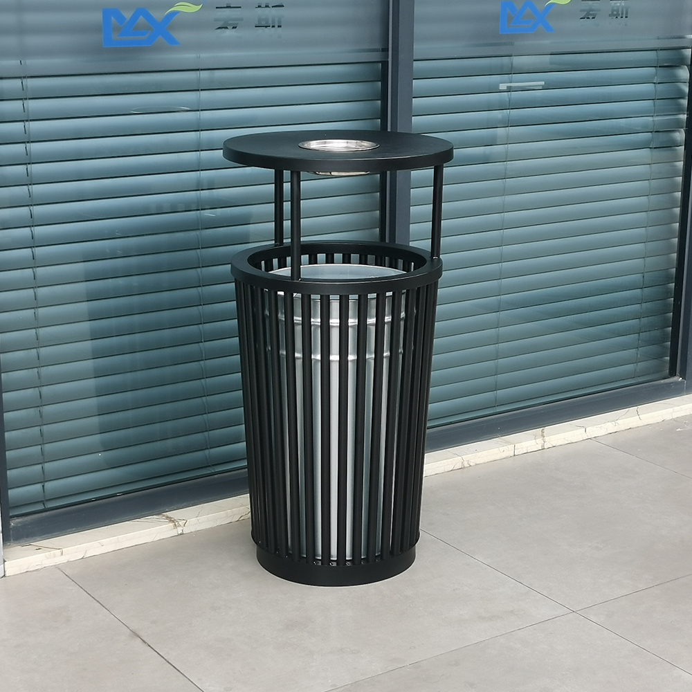 Professional Custom 50L Outdoor Street Trash Bin Galvanized Steel Trash Can Waste Bins With Top Ashtray