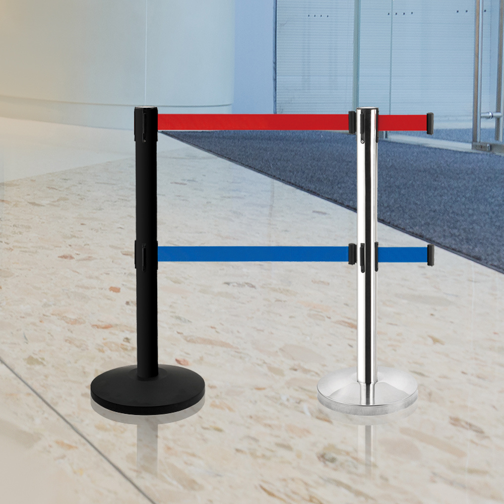 Stainless steel retractable belt queue rope temporary que manager barrier Crowd Control Railing stand