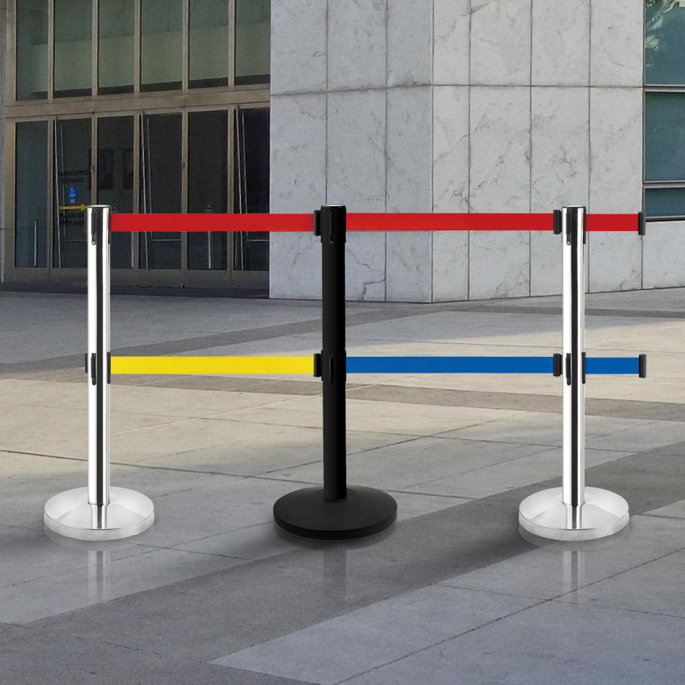 Stainless steel retractable belt queue rope temporary que manager barrier Crowd Control Railing stand