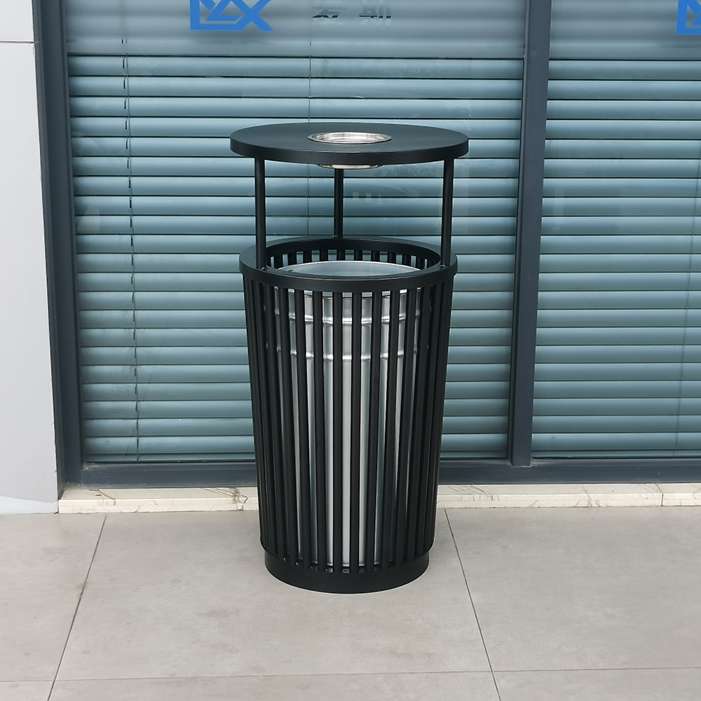 Professional Custom 50L Outdoor Street Trash Bin Galvanized Steel Trash Can Waste Bins With Top Ashtray