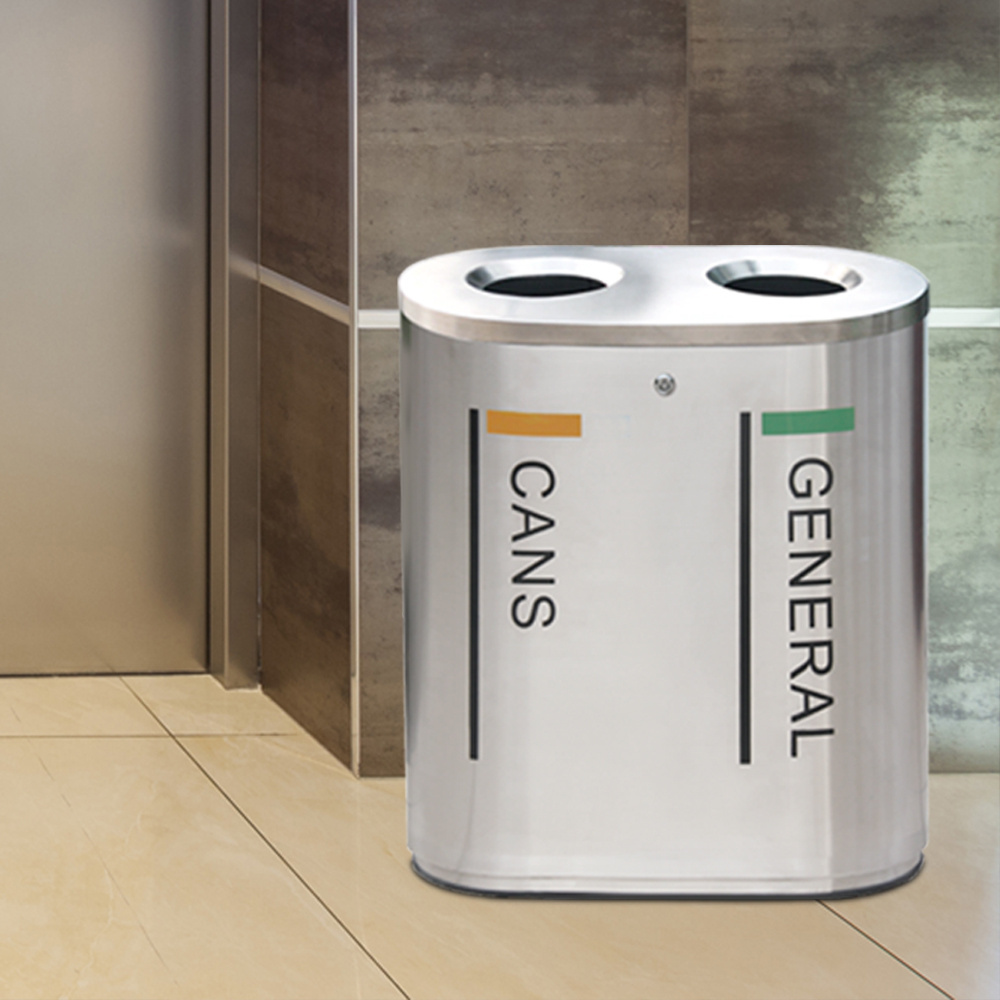 recycled waste bin commercial bin Trash bin for 2 types of waste with lock