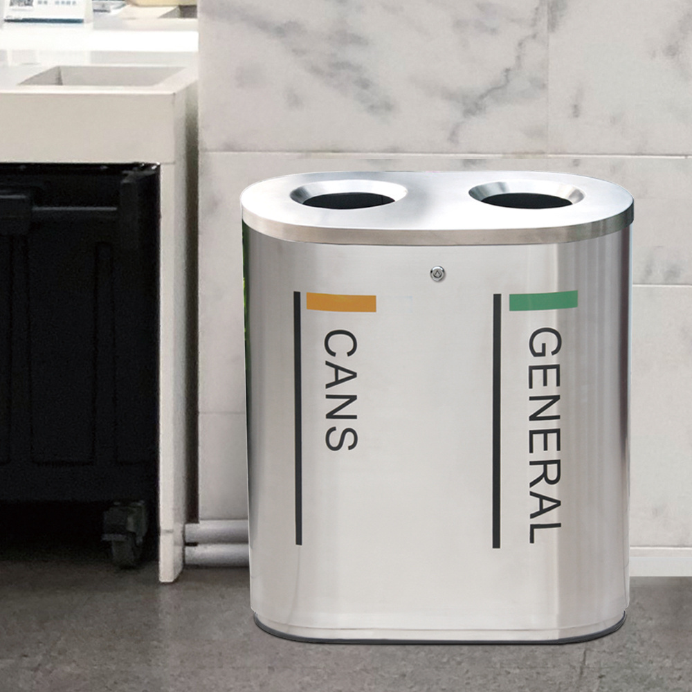 recycled waste bin commercial bin Trash bin for 2 types of waste with lock