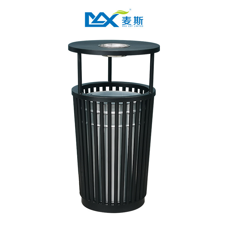 13 Gallon Outdoor Meta Rubbish Steel Round Recycle Trash Bin Garbage Can Street Waste bin Container