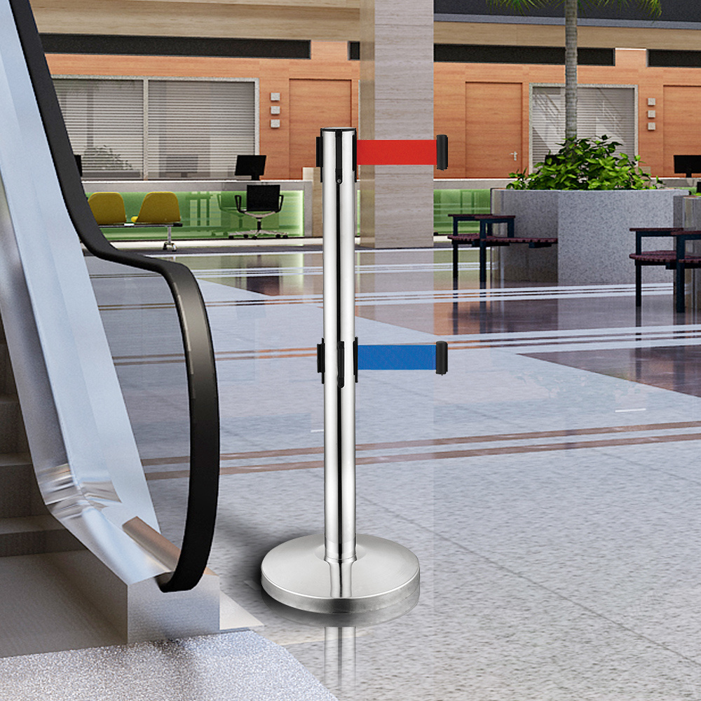 Stainless steel retractable belt queue rope temporary que manager barrier Crowd Control Railing stand