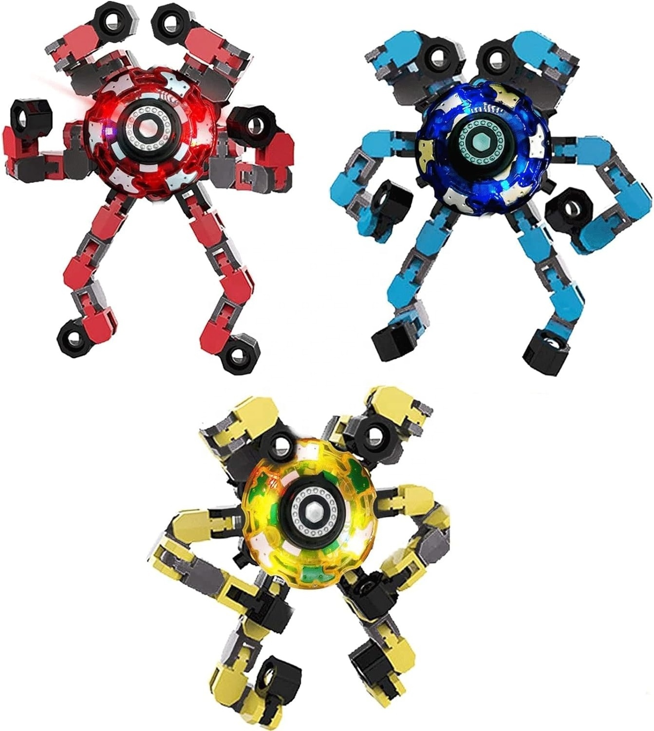 New Led Lights Transformable Chain Robot Toy Novelty Funny Decompression Toys