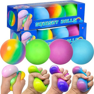 New Stretchy Rainbow Stress Ball  Fun Soft Squeeze ball for Stress Relief Anti Anxiety and Relaxing Calming