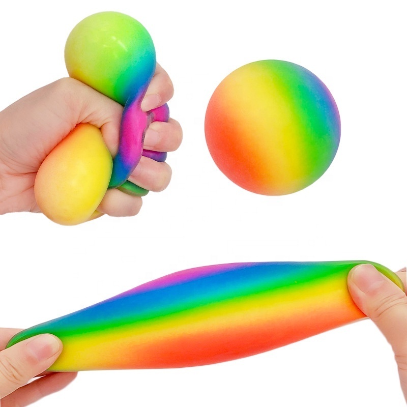 New Stretchy Rainbow Stress Ball  Fun Soft Squeeze ball for Stress Relief Anti Anxiety and Relaxing Calming