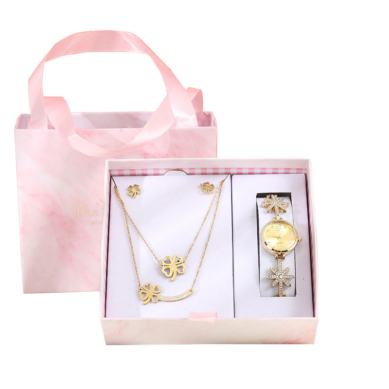 Valentines Day Mother's Day Gift 2024 Watch Necklace Earrings 3 IN 1  Promotional Gift Set For Woman