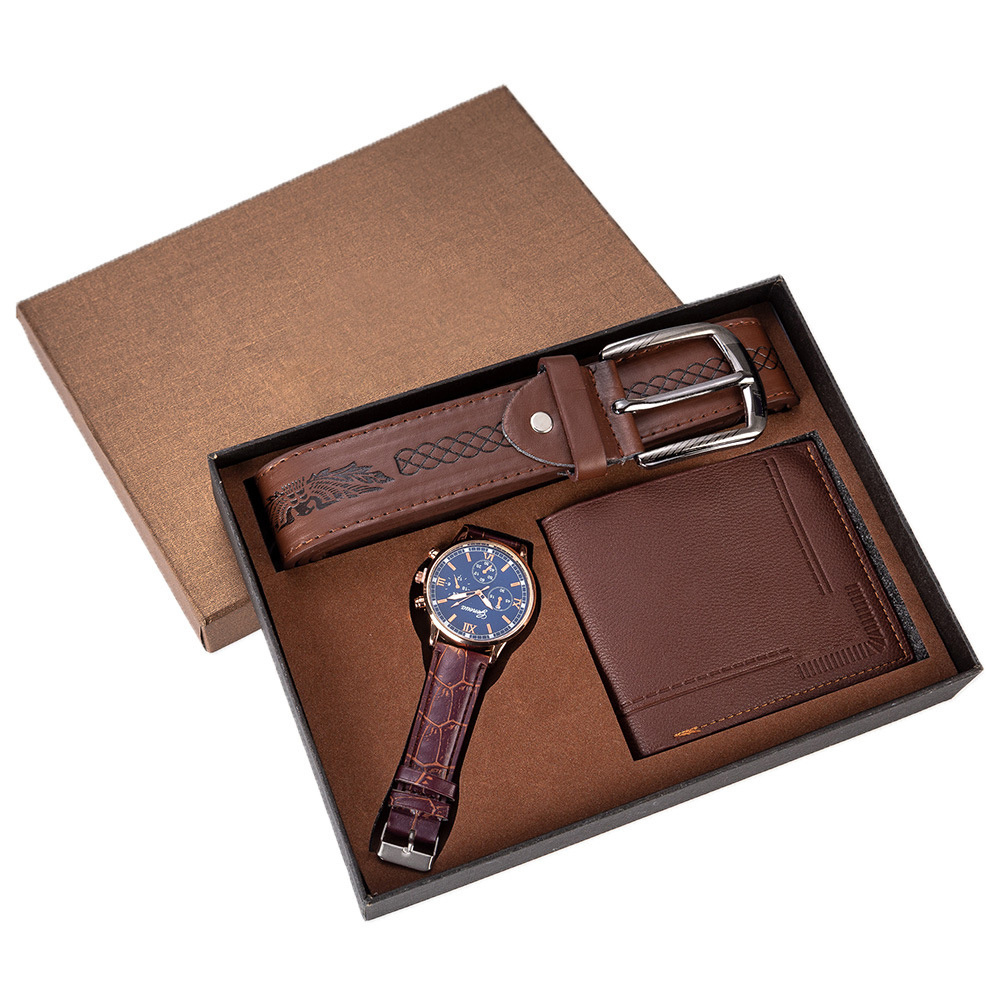 Hot sell Watch+wallet+belt 3 in 1 valentines day gift set 2022 gift set men watch gift set