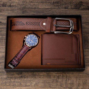 Hot sell Watch+wallet+belt 3 in 1 valentines day gift set 2022 gift set men watch gift set