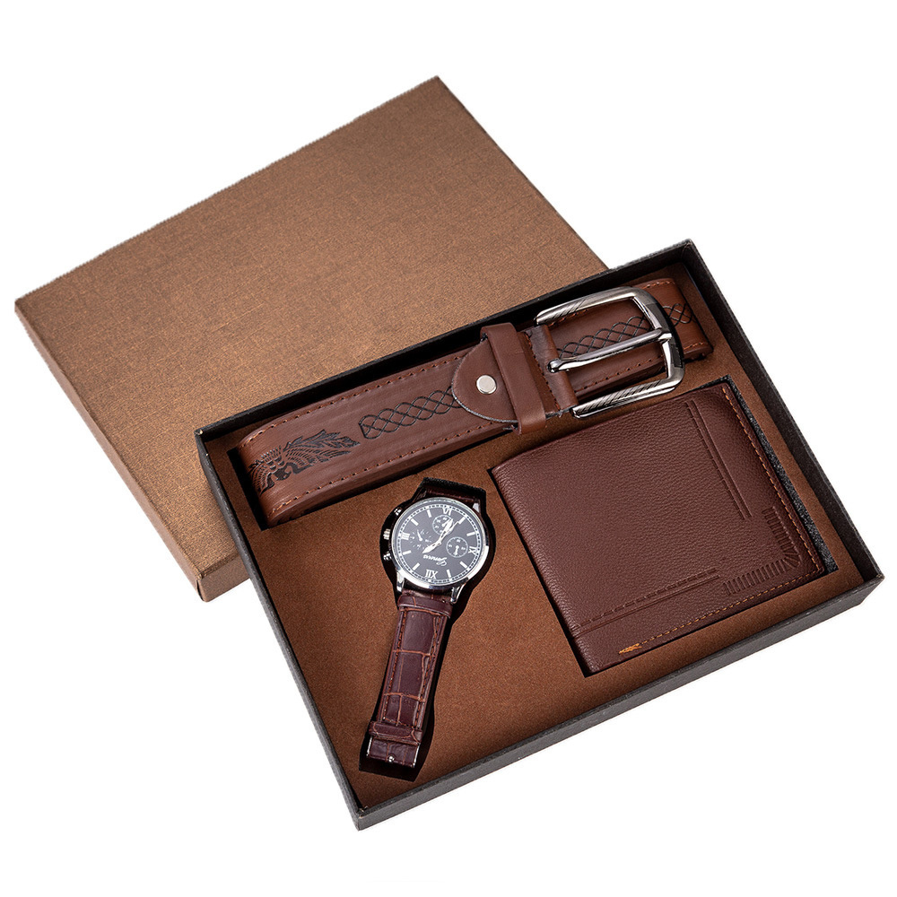 Hot sell Watch+wallet+belt 3 in 1 valentines day gift set 2022 gift set men watch gift set