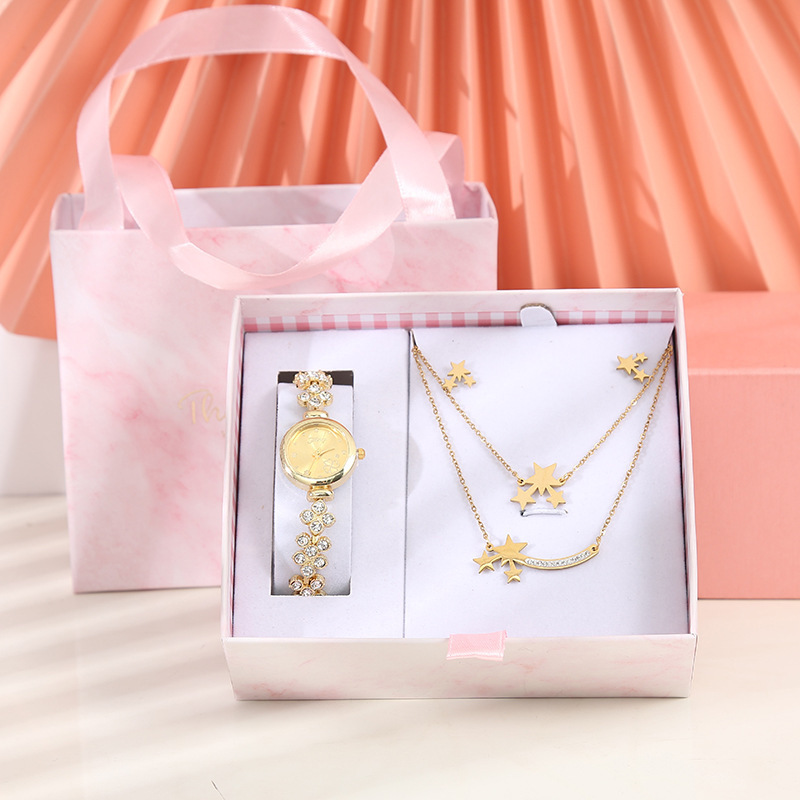 Valentines Day Mother's Day Gift 2024 Watch Necklace Earrings 3 IN 1  Promotional Gift Set For Woman