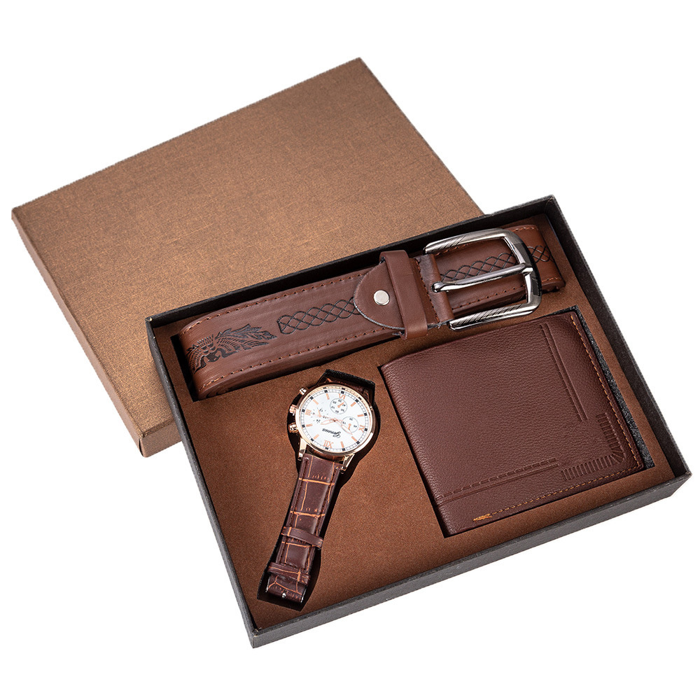 Hot sell Watch+wallet+belt 3 in 1 valentines day gift set 2022 gift set men watch gift set