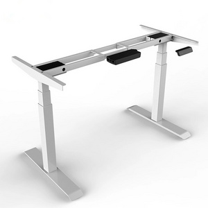 Electric Height Adjustable Table Frame Standing Desk Sit To Stand With Dual Motor 3 Stage Up Lift