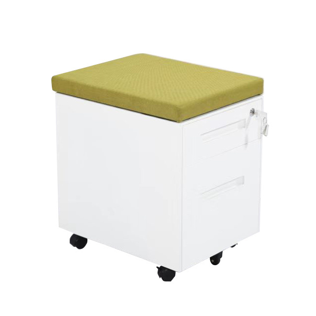 High quality 2 drawer steel office white metal file storage mobile pedestal filing cabinet with cushion