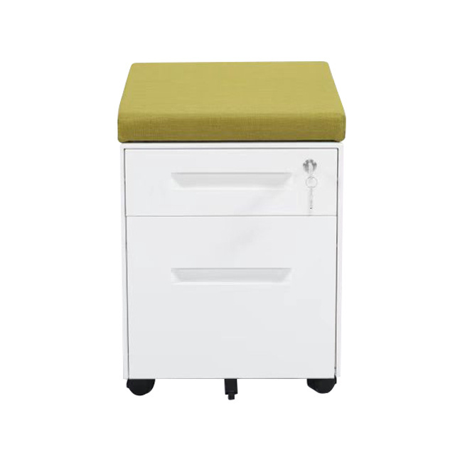 High quality 2 drawer steel office white metal file storage mobile pedestal filing cabinet with cushion