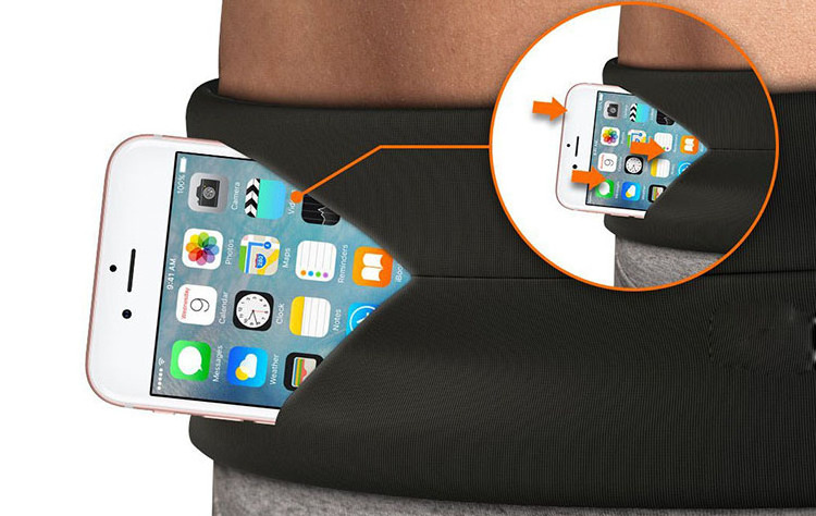 Custom Fitness Zip Pockets Flip Waist Belt Fits iPhone Samsung Running Belt Running Fanny Pack for Women and Men