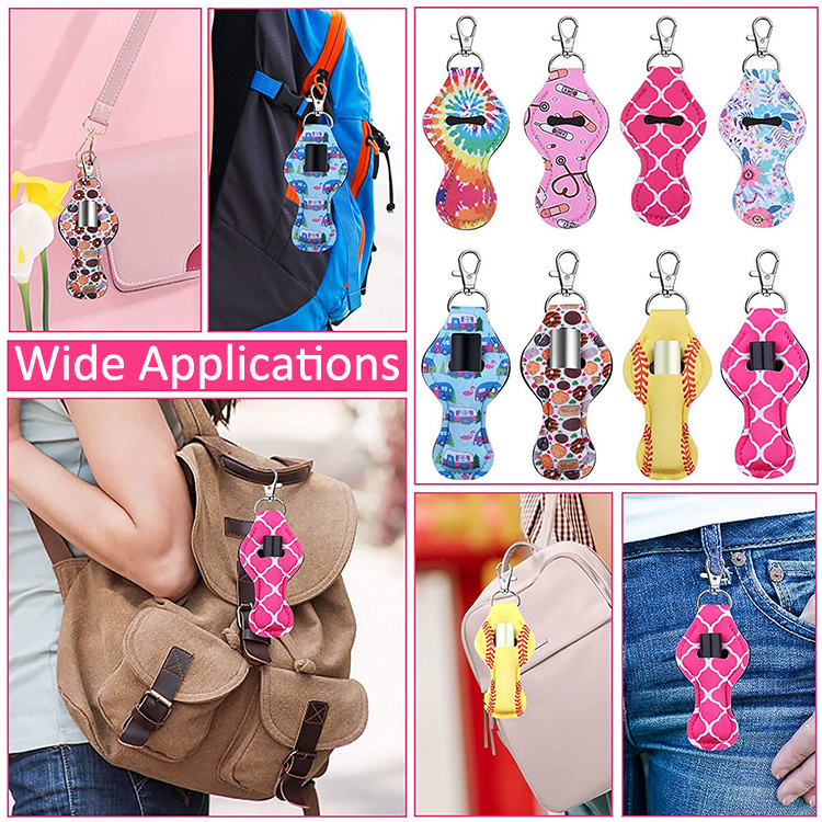 Ready To Ship Custom Portable Lipstick Protective Cases Neoprene Chapstick Holder Keychain