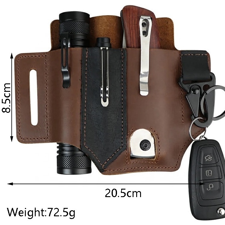 Belt Pouch Holster Storage Flashlight Knife Key Pen Holder Leather Multitool Sheath EDC Pouch